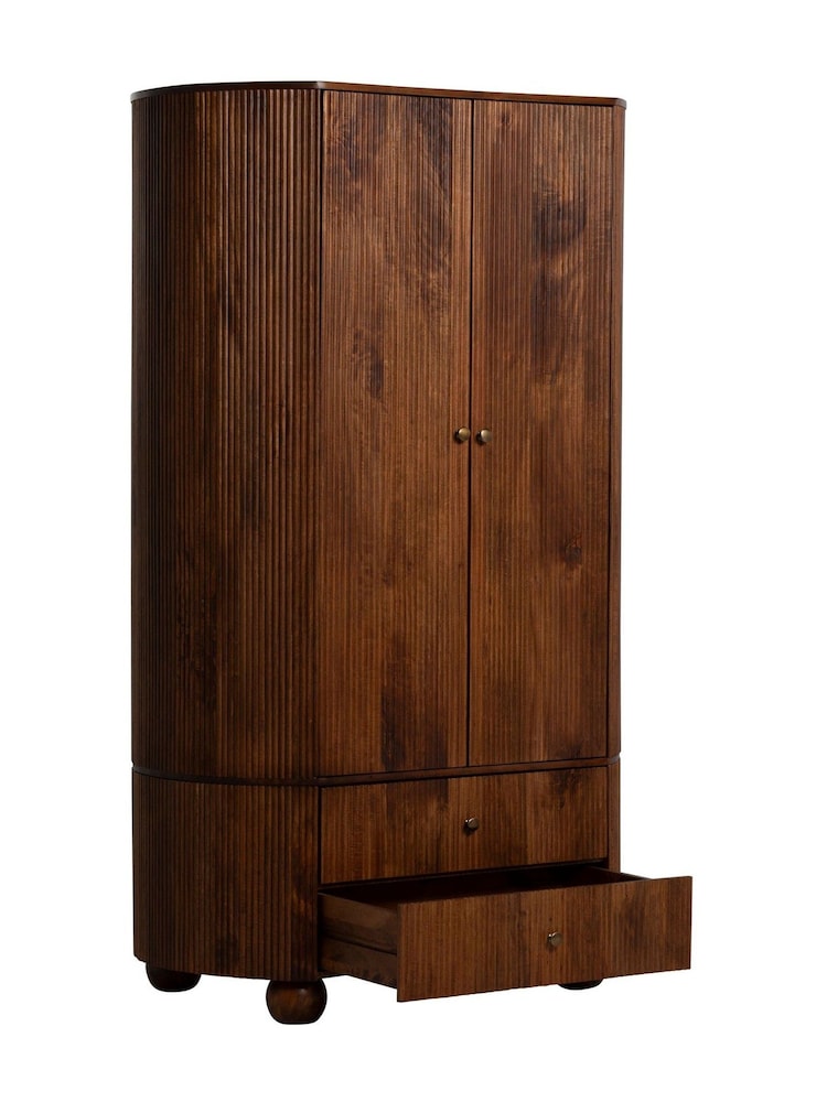 Barker and Stonehouse Brown Tasso Fluted Mango Wood Wardrobe - Image 10 of 10 Barker and Stonehouse Brown Tasso Fluted Mango Wood Wardrobe - Image 10 of 10