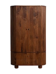 Barker and Stonehouse Brown Tasso Fluted Mango Wood Wardrobe - Image 3 of 10