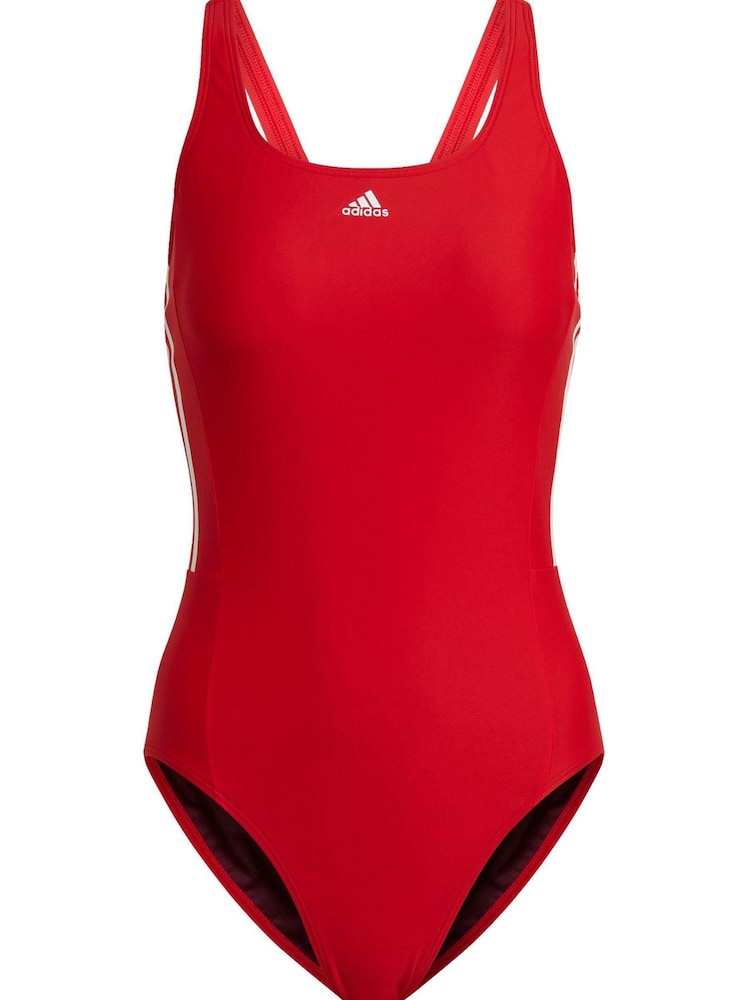 adidas Red Performance Swim Mid 3-stripes Swimsuit - Image 7 of 7