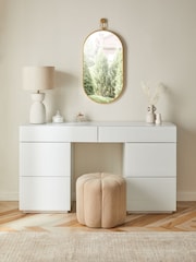 White Sloane Glass Collection Luxe 6 Drawer Wide Console Dressing Table - Image 1 of 9