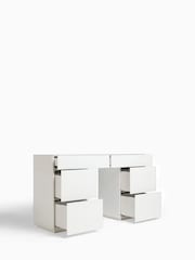 White Sloane Glass Collection Luxe 6 Drawer Wide Console Dressing Table - Image 5 of 9
