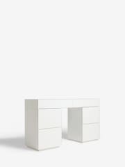 White Sloane Glass Collection Luxe 6 Drawer Wide Console Dressing Table - Image 6 of 9