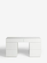 White Sloane Glass Collection Luxe 6 Drawer Wide Console Dressing Table - Image 7 of 9