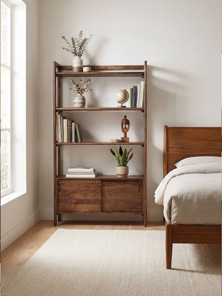 Barker and Stonehouse Brown Cresta 4 Shelf Bookcase With Cabinet - Image 1 of 10