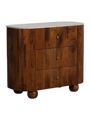 Barker and Stonehouse Brown Tasso 3 Drawer Marble Top Chest - Image 2 of 9
