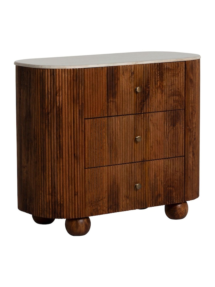 Barker and Stonehouse Brown Tasso 3 Drawer Marble Top Chest - Image 2 of 9