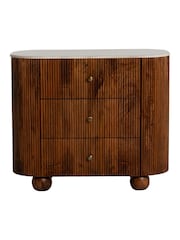 Barker and Stonehouse Brown Tasso 3 Drawer Marble Top Chest - Image 3 of 9