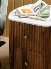 Barker and Stonehouse Brown Tasso 2 Drawer Marble Top Bedside Table - Image 3 of 10