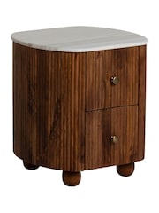 Barker and Stonehouse Brown Tasso 2 Drawer Marble Top Bedside Table - Image 4 of 10