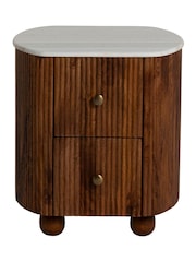 Barker and Stonehouse Brown Tasso 2 Drawer Marble Top Bedside Table - Image 5 of 10