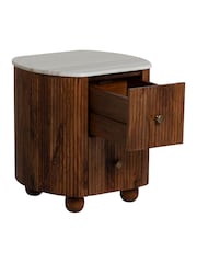 Barker and Stonehouse Brown Tasso 2 Drawer Marble Top Bedside Table - Image 8 of 10