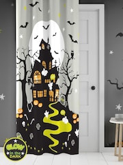 Bedlam Grey Haunted House Glow Eyelet Single Panel Curtains - Image 1 of 5