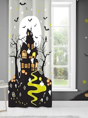 Bedlam Grey Haunted House Glow Eyelet Single Panel Curtains - Image 2 of 5
