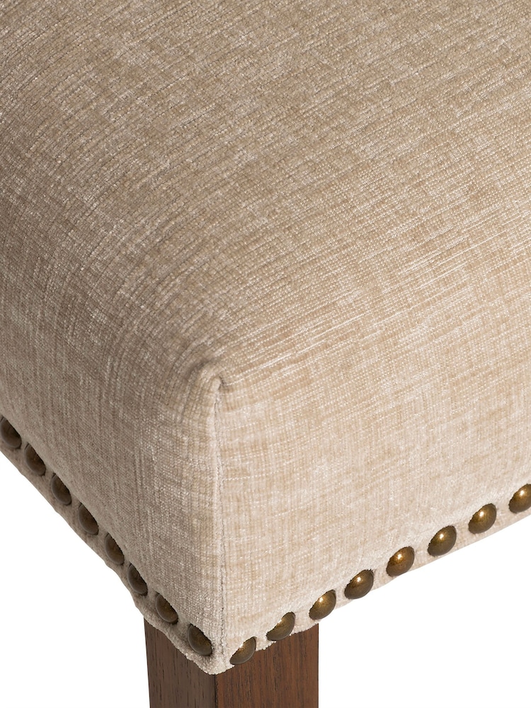 Barker and Stonehouse Beige and Dark Oak Gable Fabric Dining Chair With Dark Legs - Image 10 of 10