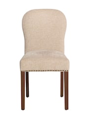 Barker and Stonehouse Beige and Dark Oak Gable Fabric Dining Chair With Dark Legs - Image 3 of 10