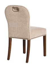 Barker and Stonehouse Beige and Dark Oak Gable Fabric Dining Chair With Dark Legs - Image 6 of 10
