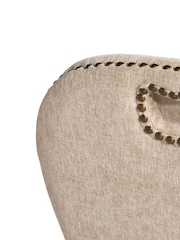 Barker and Stonehouse Beige and Dark Oak Gable Fabric Dining Chair With Dark Legs - Image 9 of 10