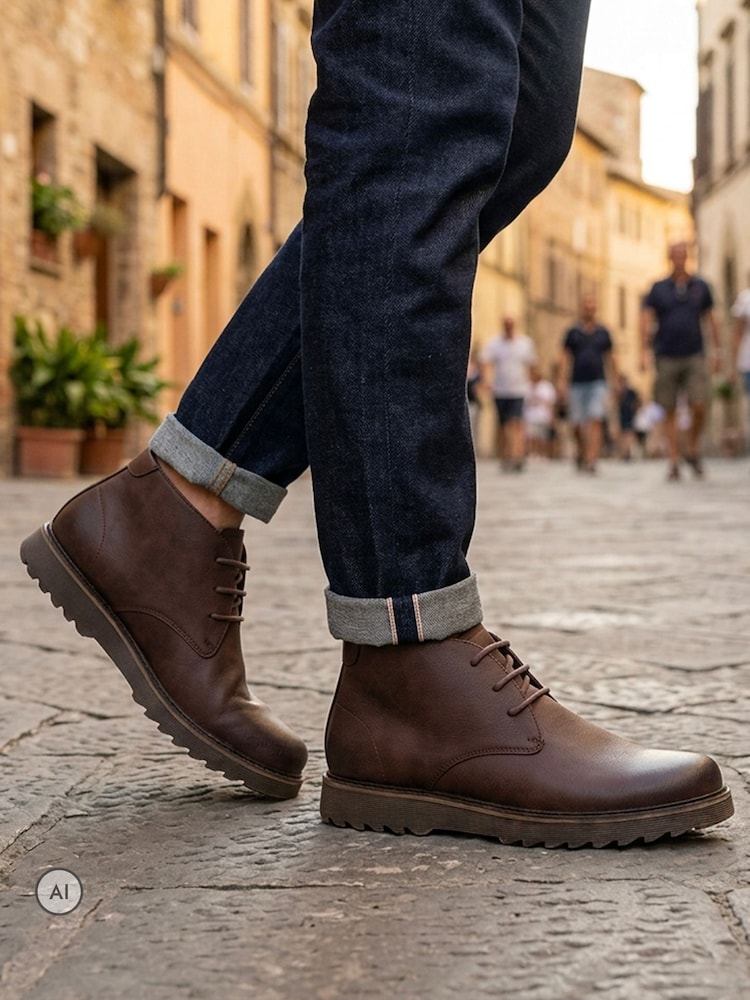 Pavers Brown Wide Fit Lace Up Chukka Boots - Image 1 of 6