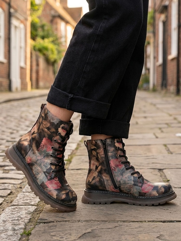 Pavers Black Fashionable Lace Up Ankle Boots - Image 1 of 7 Pavers Black Fashionable Lace Up Ankle Boots - Image 1 of 7