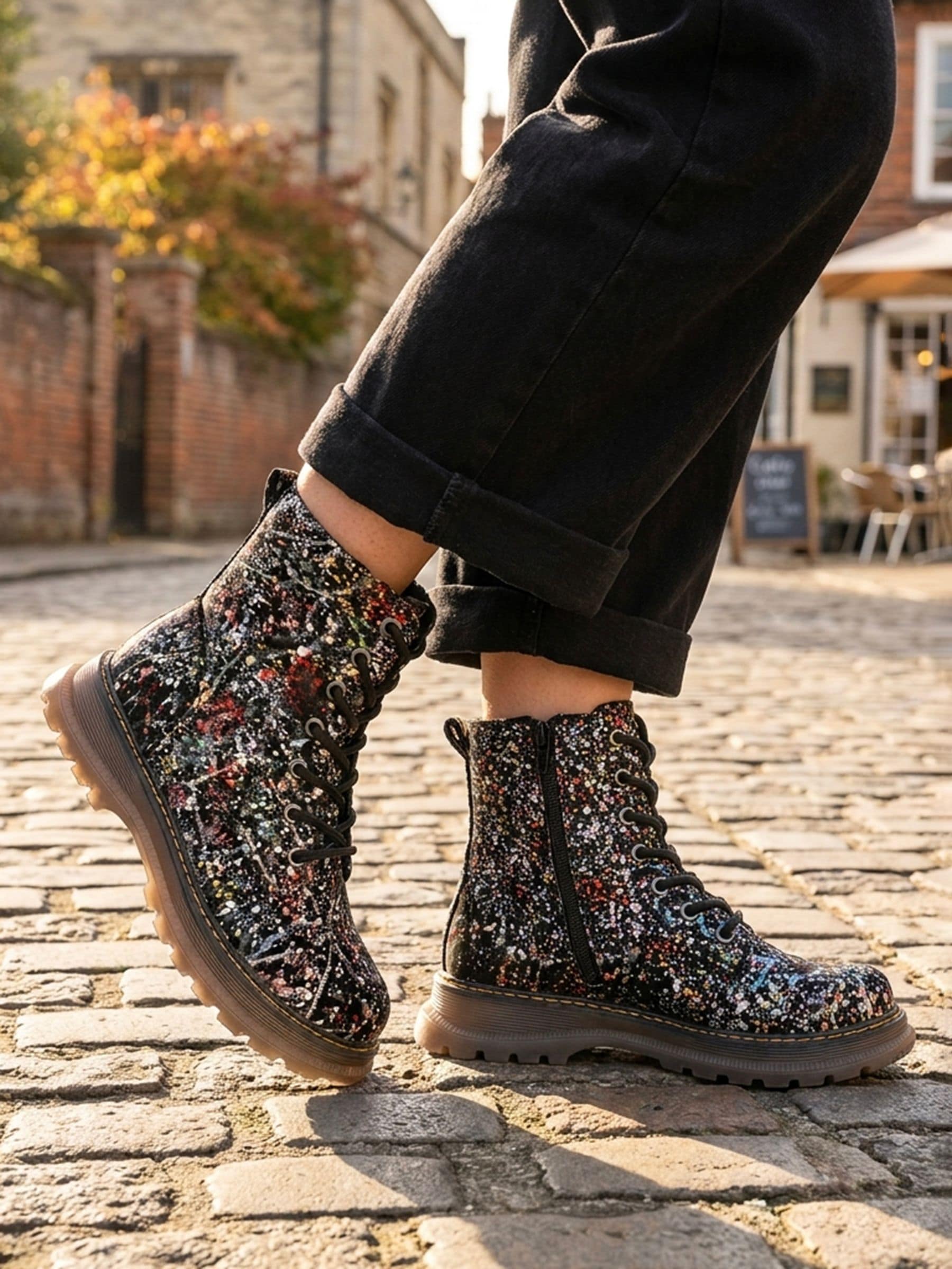 Pavers Women's Multi Patterned Lace Up Ankle Boots Size 8 - Image 2