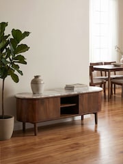 Barker and Stonehouse Brown Cresta Marble Top TV Unit - Image 1 of 7