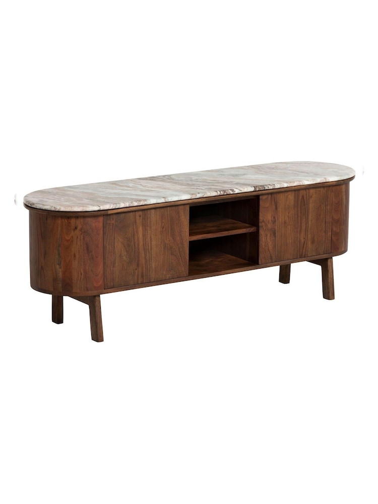 Barker and Stonehouse Brown Cresta Marble Top TV Unit - Image 2 of 7 Barker and Stonehouse Brown Cresta Marble Top TV Unit - Image 2 of 7