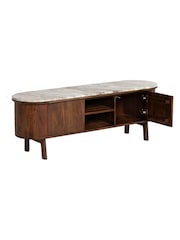 Barker and Stonehouse Brown Cresta Marble Top TV Unit - Image 5 of 7