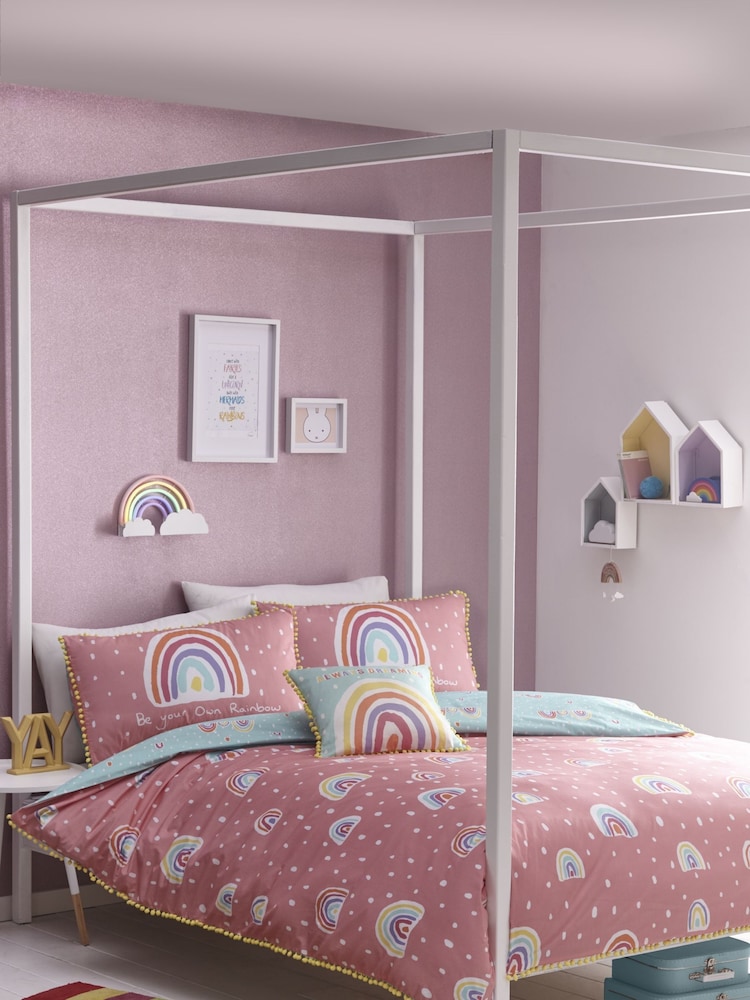 Appletree Kids Regenbogen Bommel Bettbezug- und Kissenbezug-Set aus 100 % Baumwolle - Bild 1 von 4 Appletree Kids Regenbogen Bommel Bettbezug- und Kissenbezug-Set aus 100 % Baumwolle - Bild 1 von 4