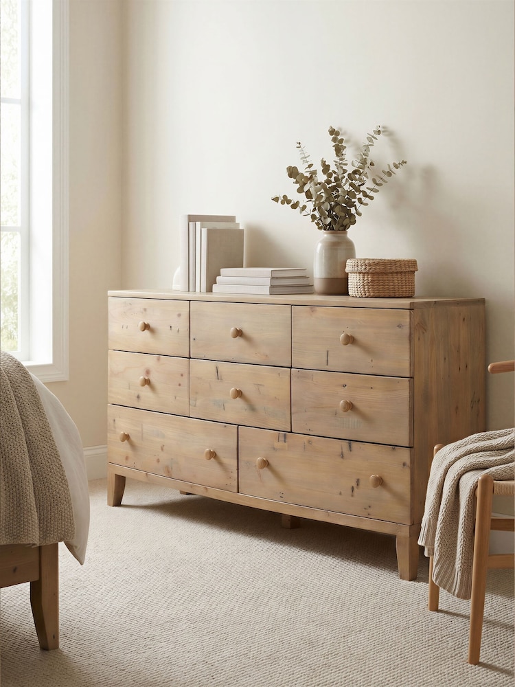 Barker and Stonehouse Brown Lewes 8 Drawer Reclaimed Wood Dresser Dressing - Image 1 of 8