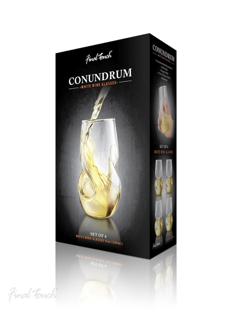 Jeray Clear Final Touch Set of 4 Conundrum White Wine Glasses - Image 1 of 5