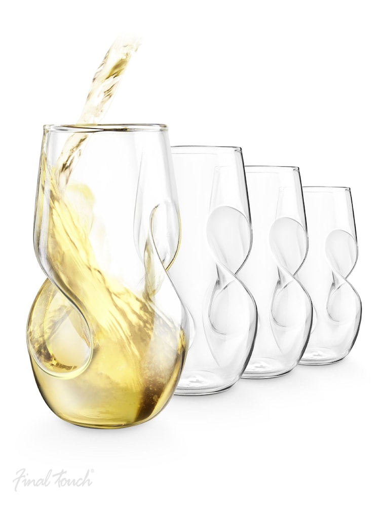Jeray Clear Final Touch Set of 4 Conundrum White Wine Glasses - Image 2 of 5