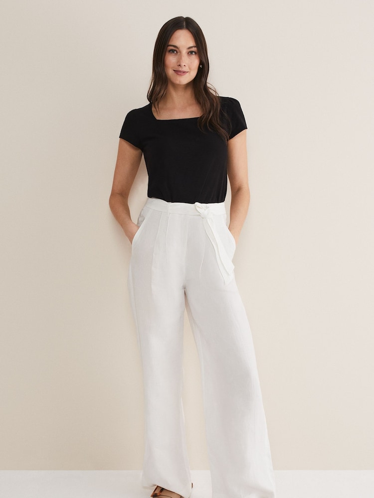 Phase Eight Black Square Neck Bella 100% Cotton Top - Image 4 of 6