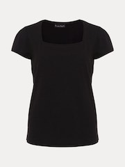 Phase Eight Black Square Neck Bella 100% Cotton Top - Image 6 of 6