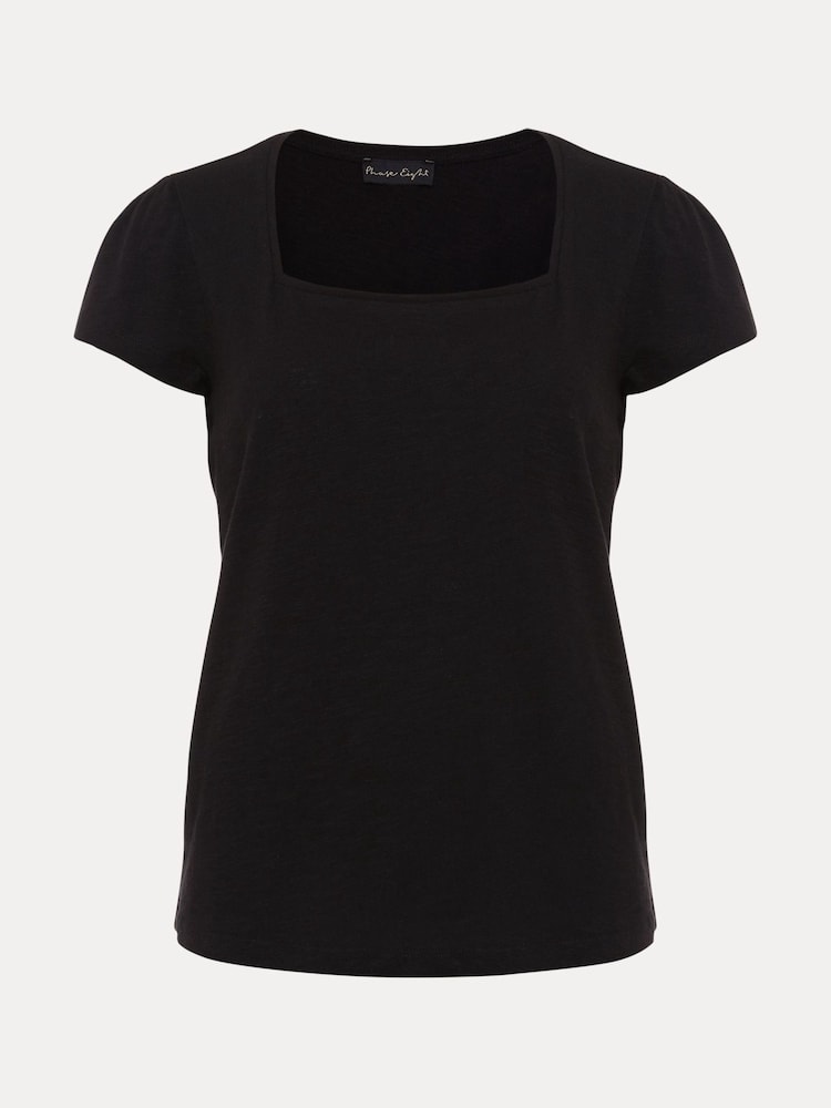 Phase Eight Black Square Neck Bella 100% Cotton Top - Image 6 of 6
