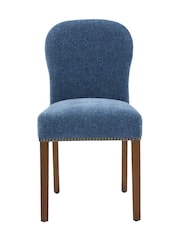 Barker and Stonehouse Blue and Dark Oak Gable Fabric Dining Chair With Dark Legs - Image 3 of 7