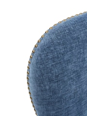 Barker and Stonehouse Blue and Dark Oak Gable Fabric Dining Chair With Dark Legs - Image 4 of 7