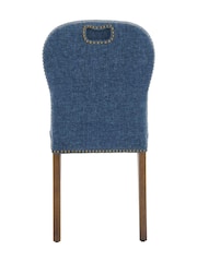 Barker and Stonehouse Blue and Dark Oak Gable Fabric Dining Chair With Dark Legs - Image 6 of 7