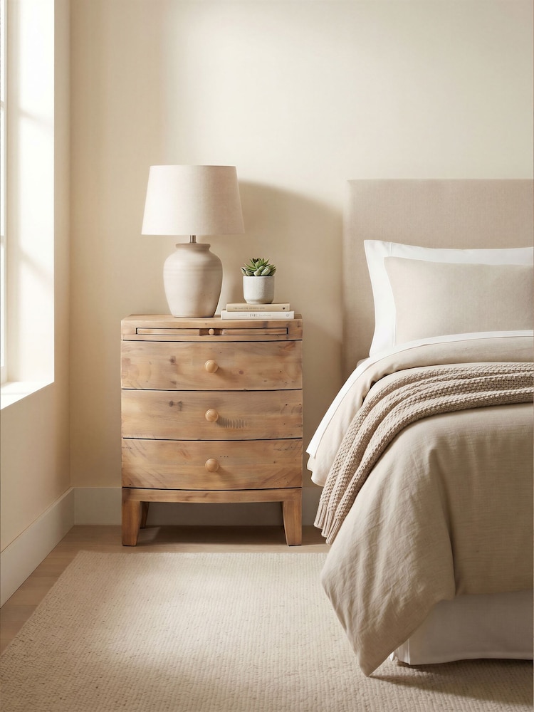 Barker and Stonehouse Natural Lewes 3 Drawer Reclaimed Wood Bedside - Image 1 of 2