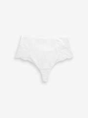 Black/White Cotton Tummy Control Shaping Thong Knickers 2 Pack - Image 2 of 7