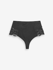 Black/White Cotton Tummy Control Shaping Thong Knickers 2 Pack - Image 3 of 7