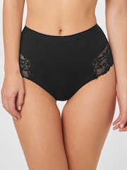 Black/White Cotton Tummy Control Shaping Thong Knickers 2 Pack - Image 4 of 7