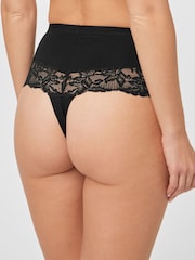 Black/White Cotton Tummy Control Shaping Thong Knickers 2 Pack - Image 5 of 7