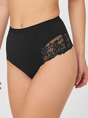 Black/White Cotton Tummy Control Shaping Thong Knickers 2 Pack - Image 6 of 7
