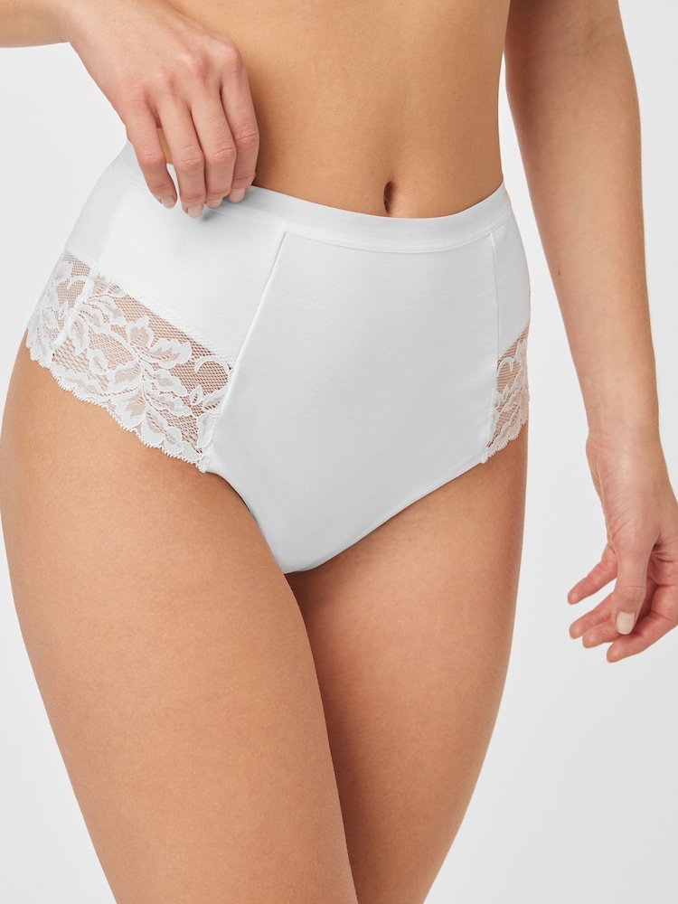 Black/White Cotton Tummy Control Shaping Thong Knickers 2 Pack - Image 7 of 7