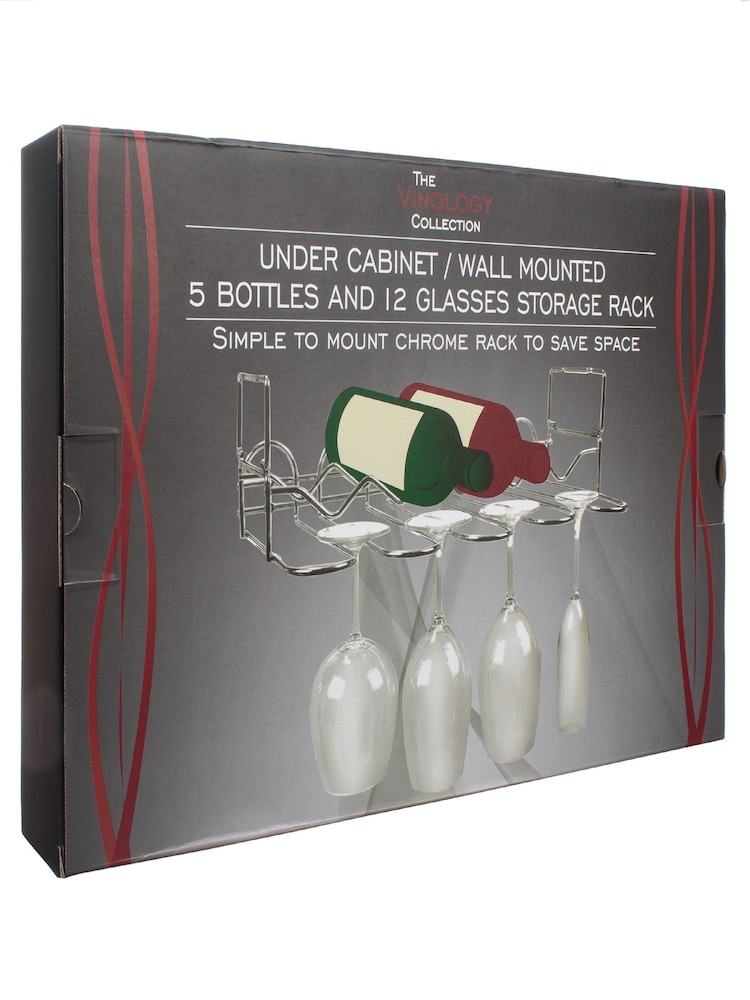 Jeray Chrome Vinology Undercabinet Bottle and Glass Rack - Image 3 of 3