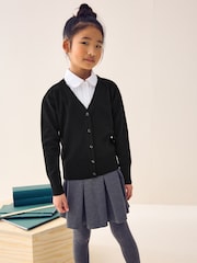 Black Cotton Rich School V-Neck Cardigan (3-16yrs) - Image 1 of 8