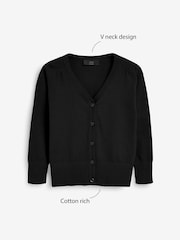 Black Cotton Rich School V-Neck Cardigan (3-16yrs) - Image 3 of 8