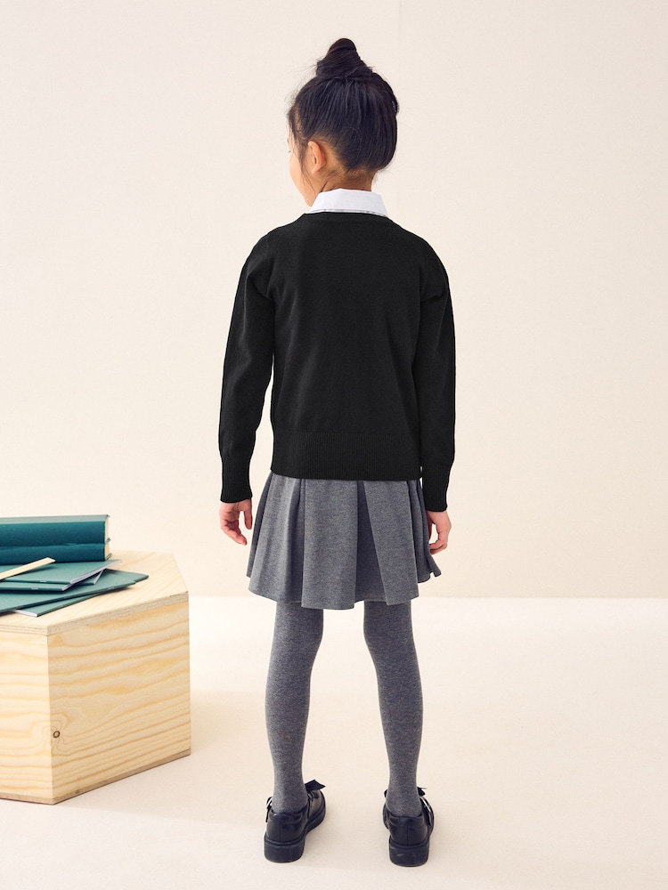 Black Cotton Rich School V-Neck Cardigan (3-16yrs) - Image 5 of 9