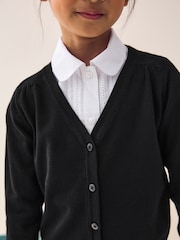 Black Cotton Rich School V-Neck Cardigan (3-16yrs) - Image 6 of 8