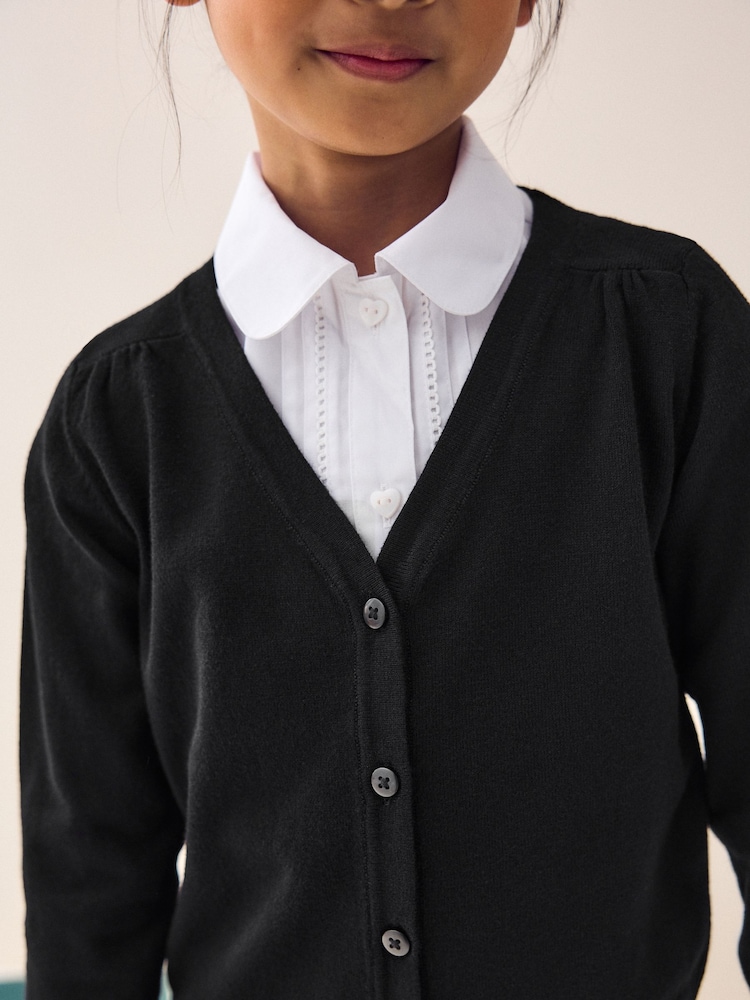 Black Cotton Rich School V-Neck Cardigan (3-16yrs) - Image 6 of 9